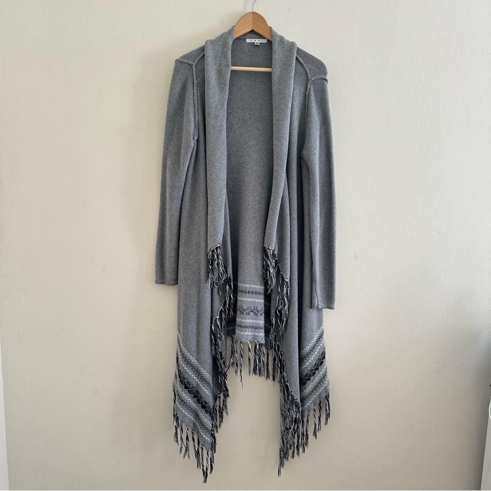 ❌Cabi Cardigan Style 974 Open Front Fringe Hem Size Small